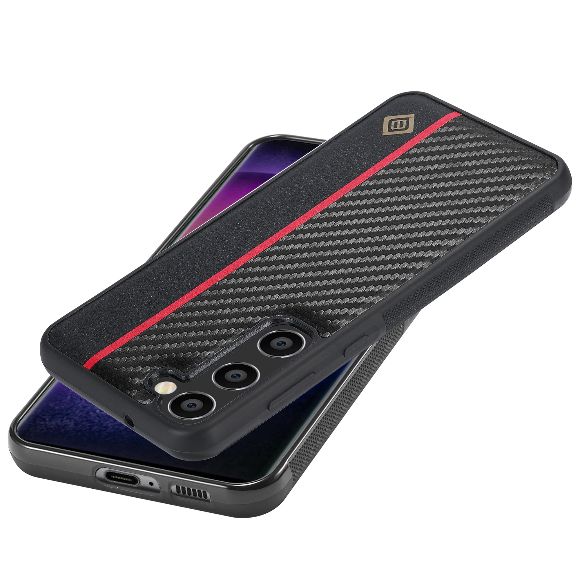 LC.IMEEKE Til Samsung Galaxy S23+ Carbon Fiber Splejsning Telefon Cover PU Læder Coated TPU + EVA Case LC.IMEEKE Til Samsung Galaxy S23+ Carbon Fiber Splejsning Telefon Cover PU Læder Coated TPU + EVA Case